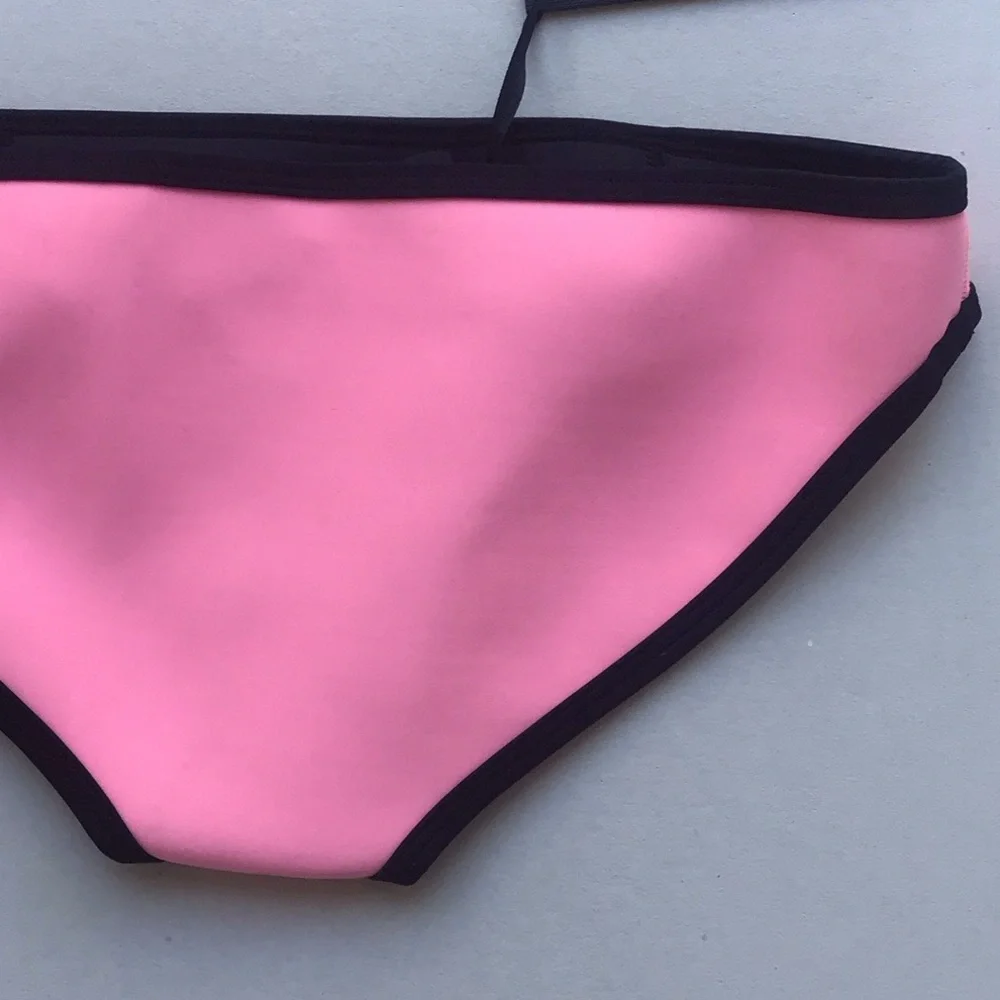 Triangl Swimwear colorblock Pink orange Black Bikini bottom NWT